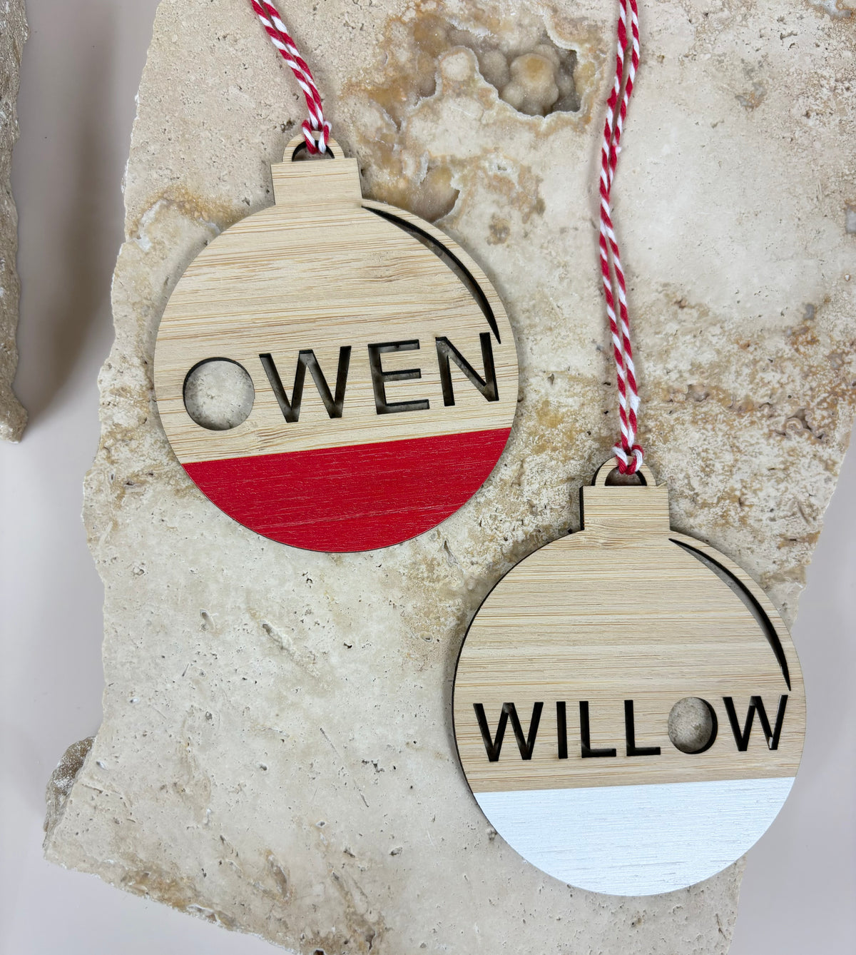 Personalised bamboo bauble 