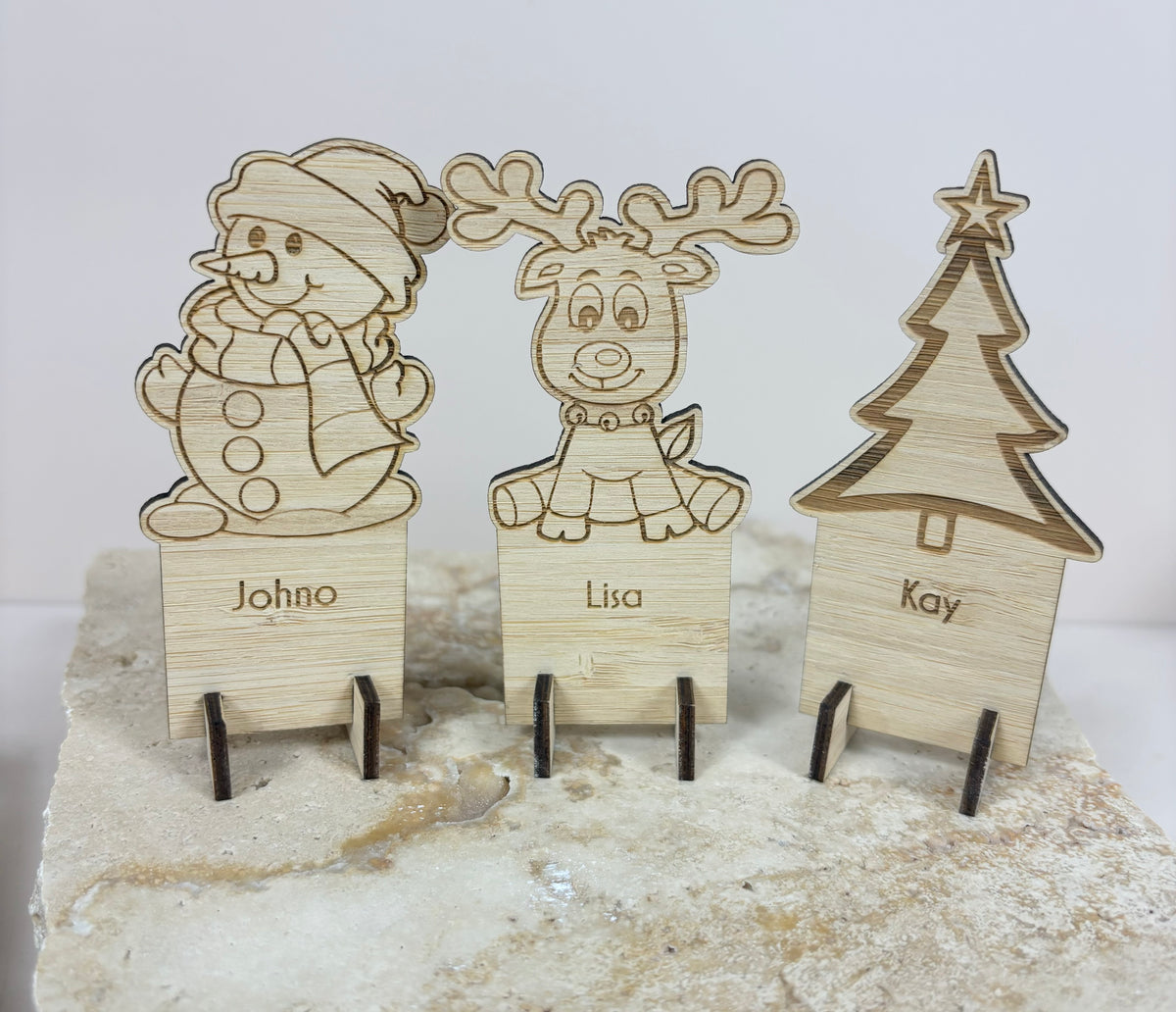 Wooden Christmas place cards 